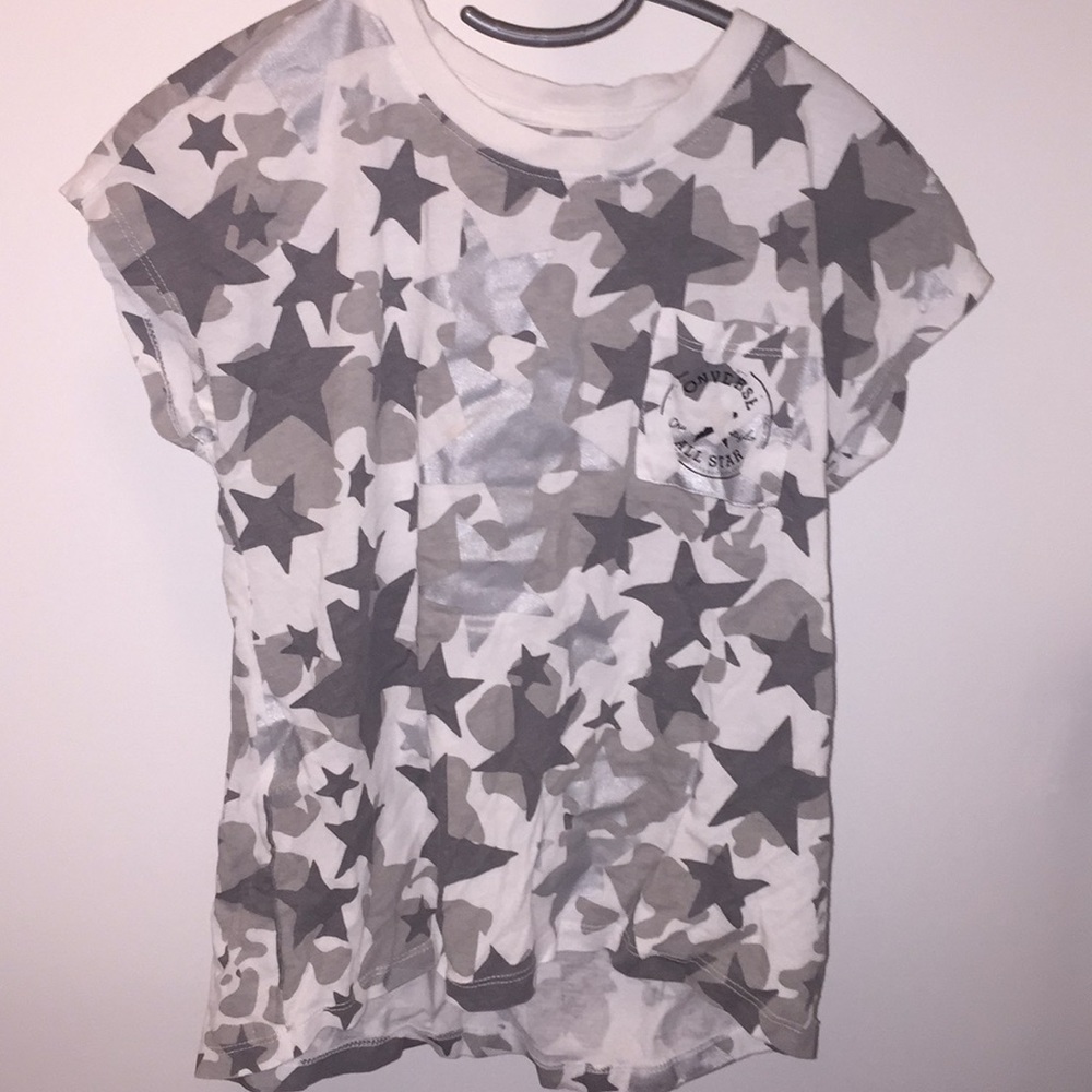 CONVERSE GRAY & SILVER STAR TEE SIZE LARGE KIDS